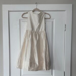 Girls Handmade Ivory Silk Party Dress